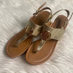 Tommy Hilfiger, Cork Wedge Gold sandals, size 9 1/2, new without tags